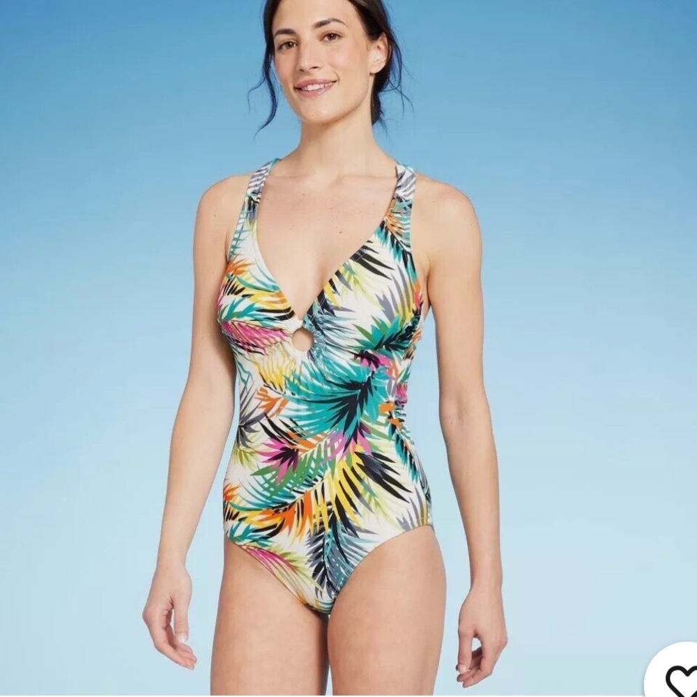 Women's Plunge Ring Detail Shade & Shore Tropical Print